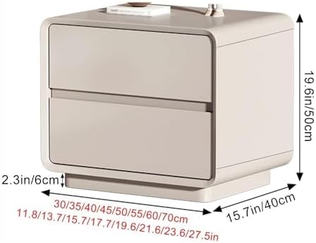 Modern Wood Nightstand with 2 Drawers, Waterproof Lacquer Finish Bedside Table, Durable End Table for Living Room, Stylish 35cm Storage Solution