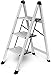 LIJCC Taburete Escalonado Plegable de Aluminio para el hogar, 3 escalones Antideslizantes y barandillas, Taburete Escalonado para Dormitorio con Almacenamiento, taburetes Tipo Escalera Multiusos