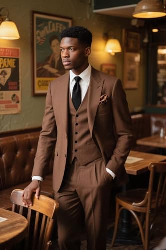 Suits for Men 3 Piece for Wedding Business Suit for Men Slim Rust Mens Suit Wedding Regular Fit Men's Tailored Suits4