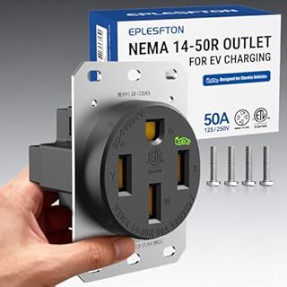 50 Amp NEMA 14-50R EV Outlet:2.42" Diameter, U-Shaped Brass Clamp, Extra Heavy Duty Flush Receptacle, Electric Vehicle Charging, EV Charger, 3-Pole, 4-Wire, 50 Amp, 125/250VAC, ETL Listed