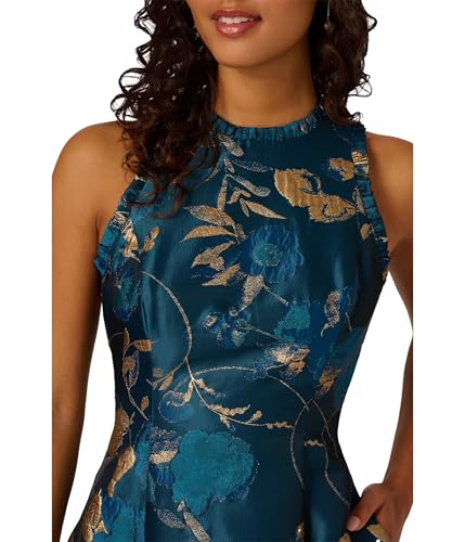 Image of Adrianna Papell Printed Jacquard High-Low Hem Party Dress
