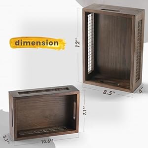 Wooden Countertop Baskets Set of 2 for Kitchen Bathroom PantryWall Mount Upgrade with Full Accessories Rustic Nesting BoxesWooden Organizer Crates for Fruit Vegetables Produce Bread