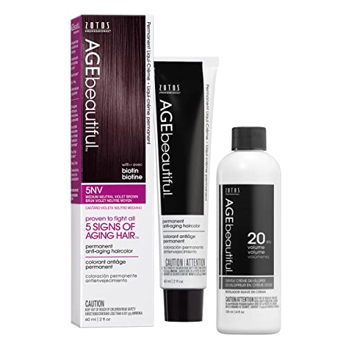 Image of AGE beautiful Permanent Hair Color Cream, 100% Gray Coverage Hair Dye with Biotin Anti-Aging Formula for Fuller, Thicker Hair, Professional Salon Quality
