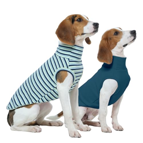 Kuoser 2 Pack Dog Sweater, Soft Dog Sweaters for Small Medium Large Dogs, Sleeveless Pet Fleece Vest,Puppy Pullover Sweatshirt for Boys & Girls, Turtleneck Dogs Winter Coat Clothes