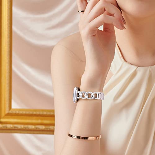 Image of VISOOM Bracelet Compatible With Apple Watch 46mm /45mm /44mm /42mm Series 11 10 9 8 7 SE Series 6 5 4 Bands Women Metal Iwatch Wrap Jewerly Ape Watch Strap Slim Bands For Apple Watch 3 2 1