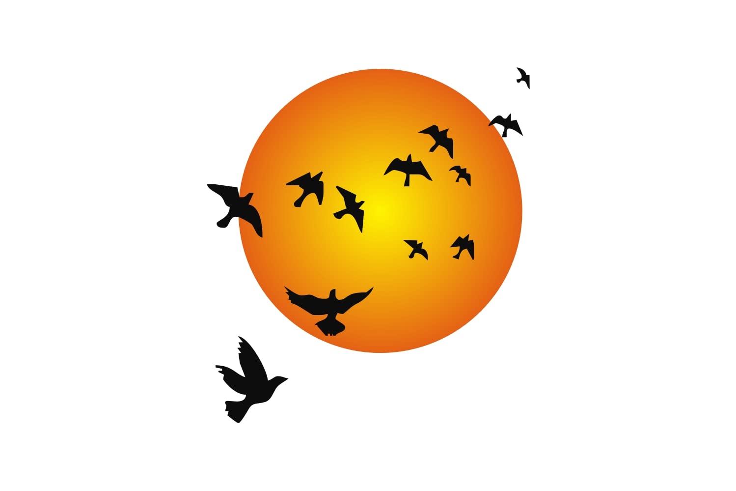 Sunrise with Flying Bird Design Vinyl Decoration Wall Sticker Size 90x60_Cm