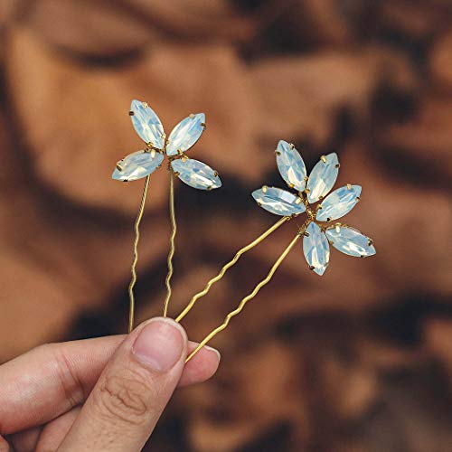 Mayelia Horquillas doradas para el pelo de novia, accesorios para el cabello de novia, para mujeres y niñas (paquete de 2) Cover