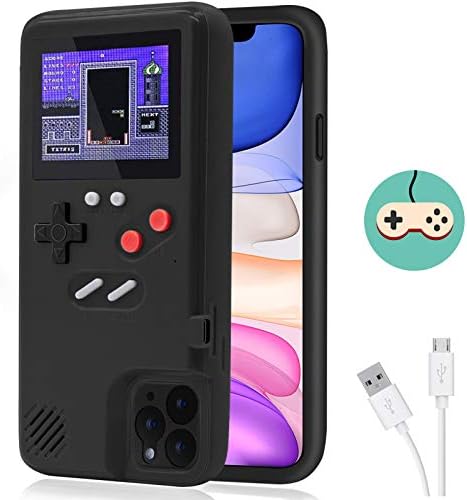 Dikkar Gameboy Case for iPhone, Retro Protective Cover Self-Powered Case with 36 Small Game,Full Color Display,Video Game Case for iPhone X/Xs/MAX/Xr/6/7/8&Plus/11 (Black, iPhone 11 Pro Max)