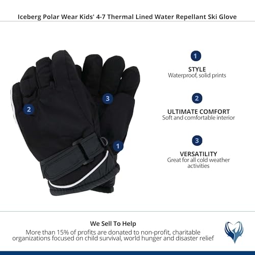 Image of Kids' 4-7 Years Thermal Lined Water Repellant Ski Gloves by Iceberg Polar Wear
