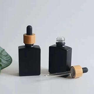 Zyvola Matte Black Glass Dropper Bottles with Bamboo Lids - 200 Pack, 30ml Essential Oil Containers for Perfume, Serum, & ...