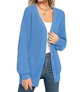 QUALFORT Women's 100% Cotton Cardigan Sweaters for Women Button Down Oversized Knit Outerwear wit...