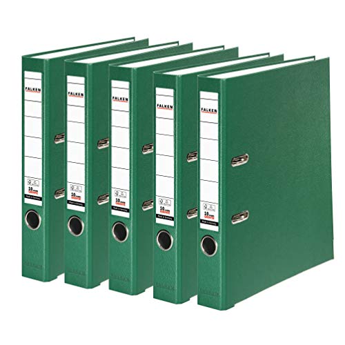 5x Falken PP-Color segregator dźwigniowy A4 wąski 5 cm zielony. Wyprodukowano w Niemczech. Teczka wegańska Segregator Wegański Vegan Segregator szczelinowy Segregator z mechanizmem
