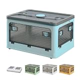 【ＮＥＸＴｅ ＰＬＵＳ】収納ボックス 折り畳み【全方向から取り出せる】 蓋付き 収納ケース 積み重ね コンテナ ボックス 大容量 透明 キャスター付き 衣類収納 洋服 布団 おもちゃ 小物 組立簡単 多機能 防塵 屋外収納 家庭用 衣装ケース [Mサイズ（40L）ブルー]