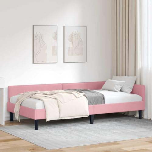 Amorsee - Einzelbett, Schlafsofa, Bettsofa, Farbauswahl, Sofabett, Gästebett, Tagesbett Komfortbett, Bett 100 x 200 cm für Jugendzimmer, Schlafmöbel, Ohne Matratze, Rosa
