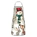 Grembiuli da cucina con gufo in piedi sul pupazzo di neve stampa chef per donne, grembiule con tasca, grembiule da cucina cucina per cucinare cuocere il giardinaggio, unisex
