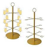 Champagne Tower Champagne Stand, Cocktail Tree Stand for Drinks Tower, 3 Tier 12 Brackets Metal Wine Glass Display Holder, Party Bar Wedding Champagne Tree Stand for Martini Margarita Gin Wine, 1 Pack