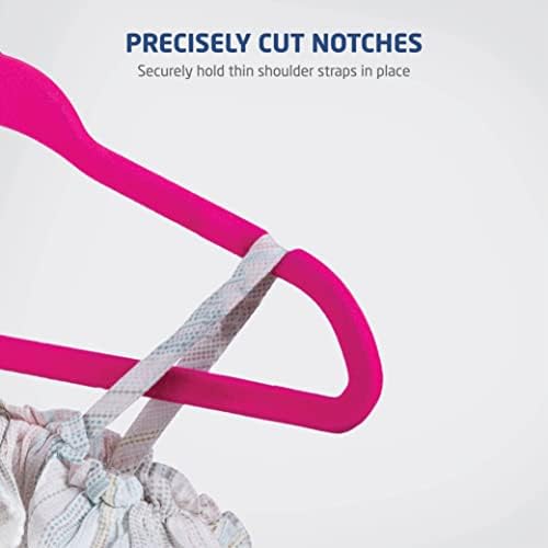 ZOBER Velvet Baby Hangers - 50-Pack, Premium, Non-Slip Kids Hangers for Clothes - Small Childrens Coat Hangers w/ 360 Degree Swivel Hook for Jackets, Trousers and Dresses - Pink