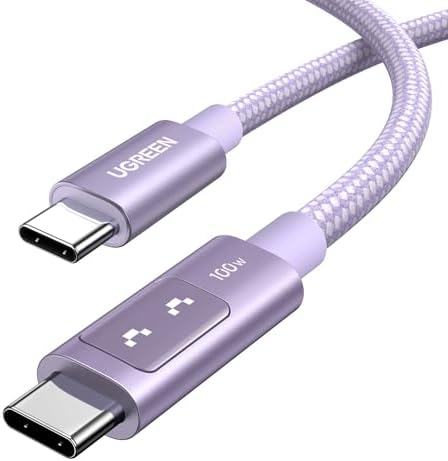 UGREEN Uno USB C Cable 100W with LED Display, Fast Charging, 10ft, Purple