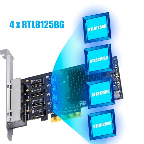 GLOTRENDS LE8445 4-Port 2.5Gb PCIe Network Card for Desktop PC, 2500/1000/100Mbps Gigabit Ethernet RJ45 LAN Port, PCIE X4 Interface, Regular & Low Profile Bracket - Thumbnail 6