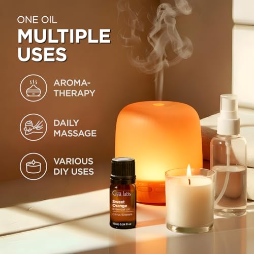 Image of 100% Pure Orange Essential Oil - 0.34 Fl Oz - Orange Oil for Hair, Skin, Diffuser, Aromatherapy & DIY Candle Making Scent