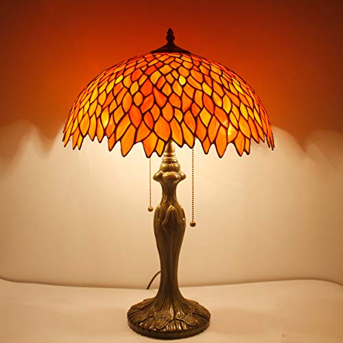 WERFACTORY Tiffany Table Lamp Orange Red Wisteria Stained Glass Lamp 24" by WERFACTORY - Used condition - Image 7