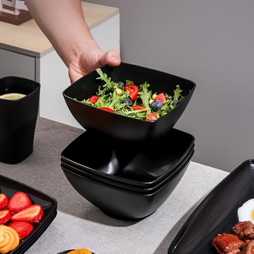 Miniatura 6 de Shuqio Set De 8 Cuencos De Cocina De Plástico Negro Cuadrado, Bol Versátil Para Fruta, Ensalada, Desayuno, Aperitivos Y Cocina, 15cm X 8cm Ideal Para Cereales, Arroz, Pasta Y Uso Diario En Hogar