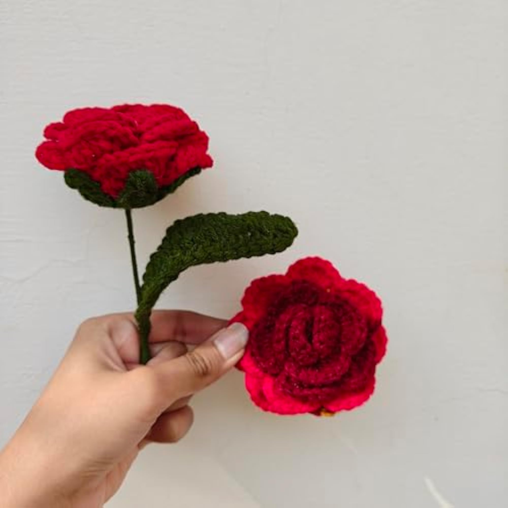 Handmade Crochet Rose Flower with Hair Pin Set, 2 Pieces
