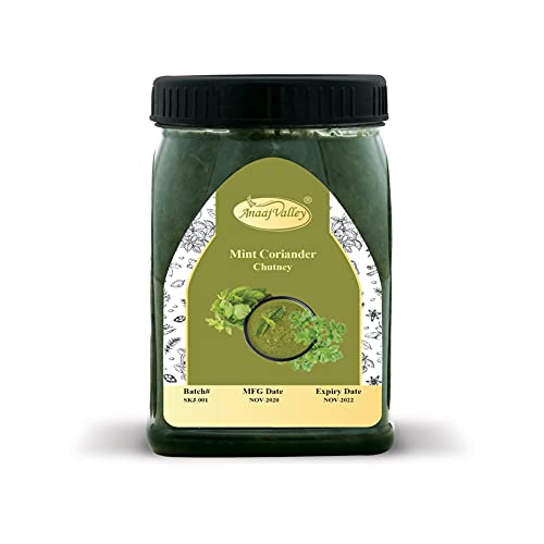 Anaaj Valley Green Coriander Mint Chutney - Freshly Ground Coriander Spicy Sauce - 350G Tangy Dhaniya Pudina Chutney - Fresh Mint Coriander Chutney - Non-Gmo - Vegan - Gluten Free Sauce #TOP6