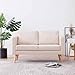 Homgoday Cremefarbenes 2-Sitzer-Sofa mit Polsterung | Holzrahmen & Polyester | 116x70x73 cm | Wohnzimmer & Büro Terrassensofas, Gartenmöbel Model281351