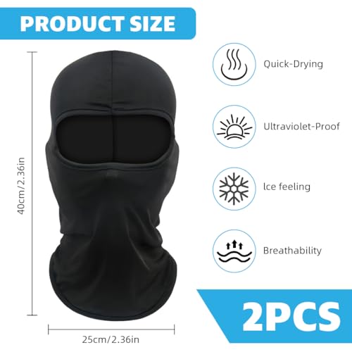 Image of PROBEROS Unisex Cotton 2Pcs Balaclava Face Mask, Face Mask for Bikers, UV Protector Full Cover, Breathable Cool Neck Protects from Wind, Sun, Dust Outdoor Activities, Black, Free Size
