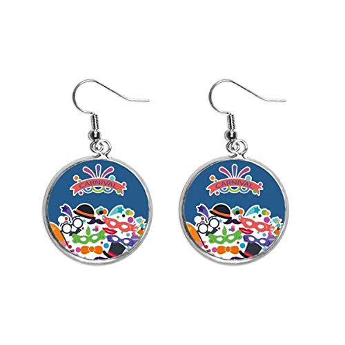 Pendientes de oreja colgante de plata con diseño de carnaval de Venecia