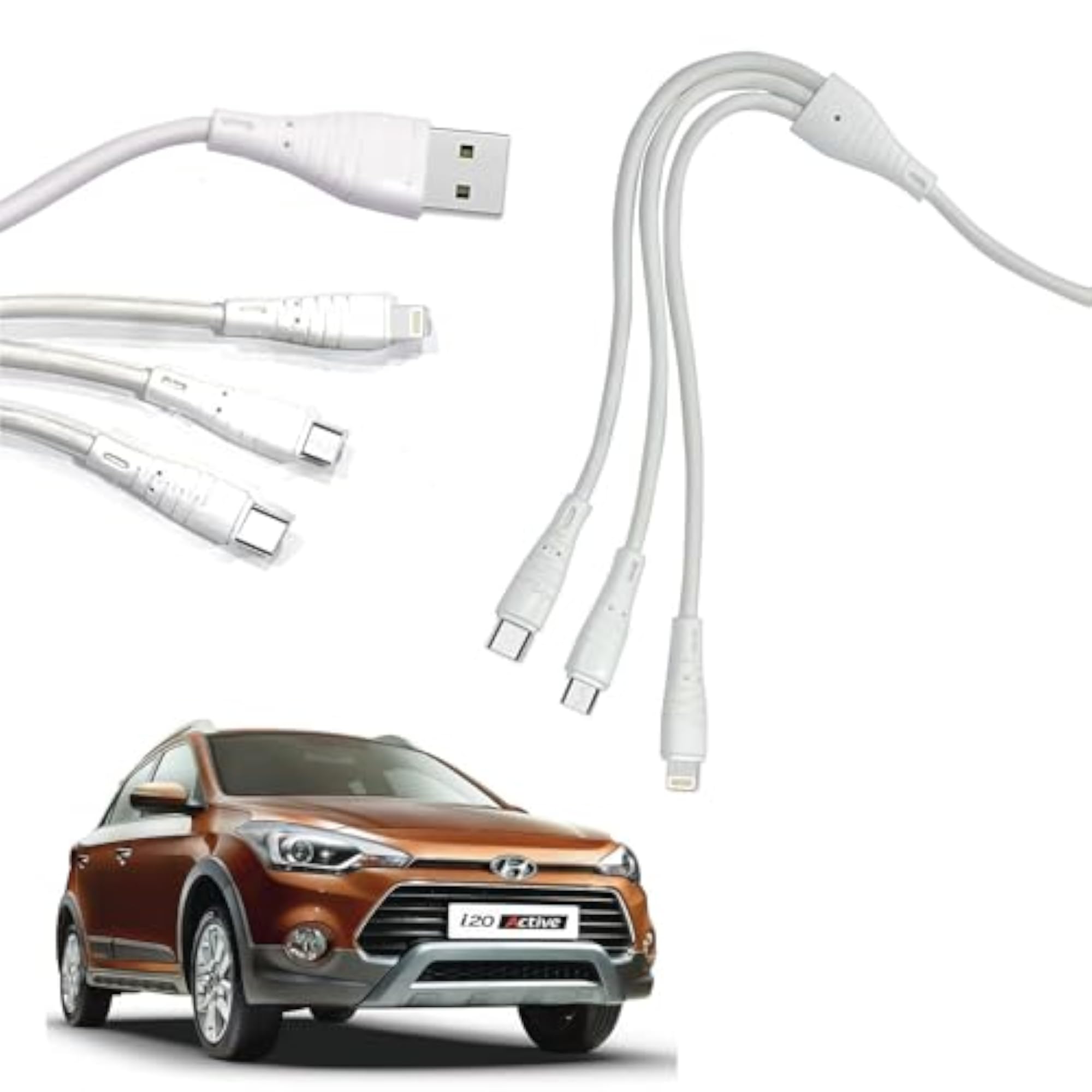 3 in 1 USB Charger Cable for Micro USB, iPhone & Type C