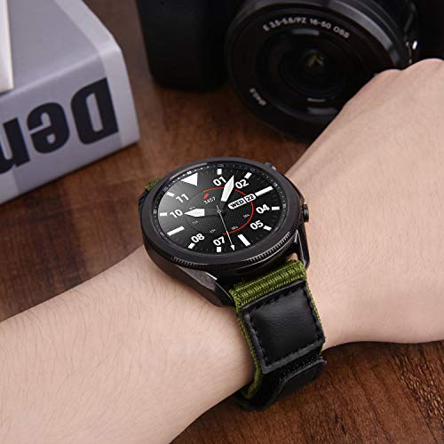 V-MORO Nylon Strap Compatible with Galaxy Watch 3 Bands 45mm/Galaxy Watch 46mm(2019) Band/Gear S3 Frontier Band Men Woven Loop Replacement for Samsung Gear S3/Galaxy Watch 46mm(2019) Army Green