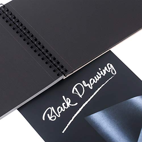 Bachmore Black Drawing Pad, 9X12 Inch (92Lb/150Gsm), 50 Sheets Of Top Spiral-Bound, Perforated,Heavyweighted Paper For Graphite, Acrylic, Colored Pencils, Charcoal, Opaque Inks, Gouache & Pastels #TOP2