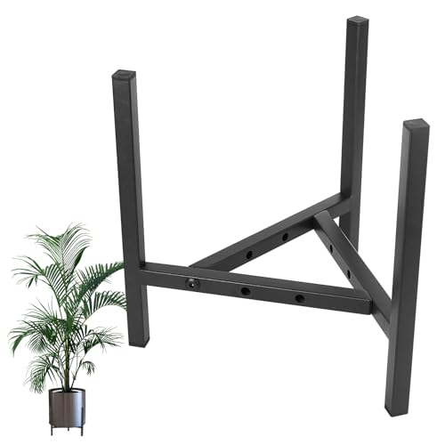 BATENGKEJI Verstellbarer Pflanzenständer Verstellbarer Blumenständer Metall Schwarz, Pflanzständer Blumentopfständer Metall für Innen Außenbereich, Blumentopf Ständer für Topfgrößen 20,5cm - 30,5 cm