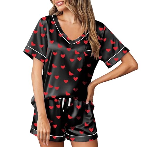 Pyjama d'été pour femme en satin fluide | Ensemble pyjama de nuit avec short et haut