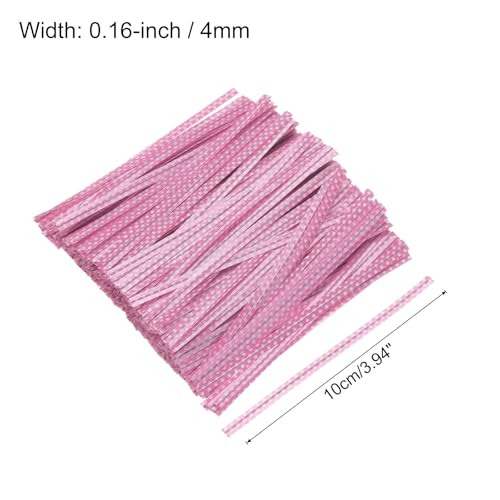QUARKZMAN 500 Stück Twist Cable Ties 100mm Twistband, Kabelbinder Tasche Krawatten Tütenclips Verschlussstreifen Bindestreifen für Tüten Backen Süßigkeit Geschenk Beutel, Rosa