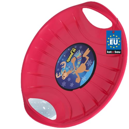 KOTARBAU® 2er Set Rutschteller - ø 60 cm - Popo Rutscher - mit Griffen - Schlitten für Kinder & Erwachsene - Bob Schlitten - Kinderschlitten - Kunststoff - Rosa & Blau