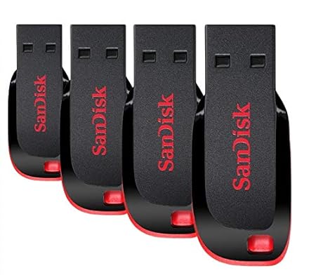 Sandisk Cruzer Blade CZ50 USB Flash Drive pack of 4 16GB USB 2.0 Pendrive