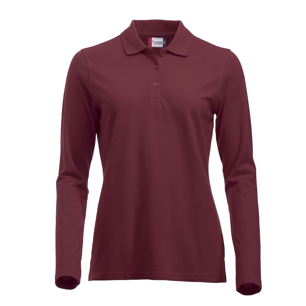 CliQue Women's Clique Classic Long Sleeved Womens Marion Polo Shirt, Red (Burgundy), S UK