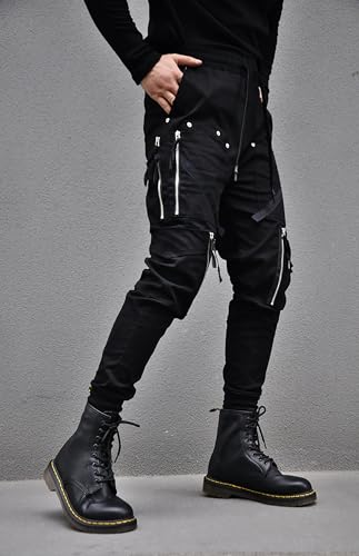 MOKEWEN Men's Techwear Jogger Cargo Cyberpunk Combat Tactic Ankle Pants with Pockets4