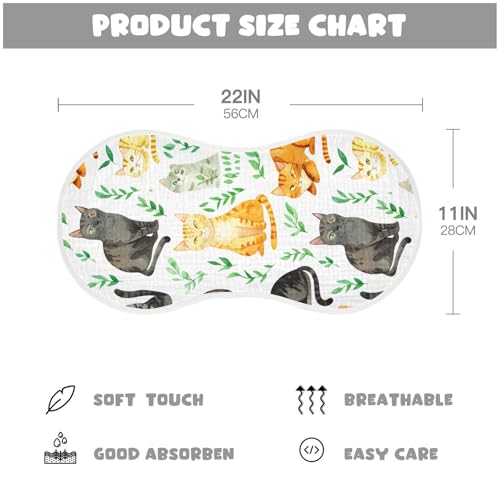 4 Pack Baby Burp Cloths, Soft Absorbent Burping Cloths for Babies, Cotton Milk Spit Up Rags, Large Size for Newborns, Baby Boys and Girls (Colorful Cat Poses)4