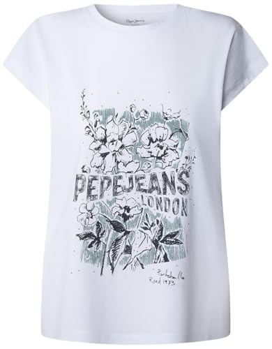 T-shirt Pepe Jeans Bernice blanc en taille XS idéal pour vos journées ensoleillées