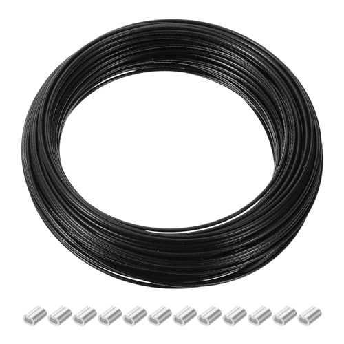 PATIKIL 98,4 Pies Imagen Colgante Alambre Kit, Recubierto Cable 304 Inoxidable Acero Cuerda para Foto Marco Arte Obra Espejo Tendero Barandilla Decoración, 0.06 Diámetro