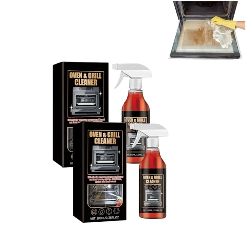 100 ml Nettoyant pour four et grilles, élimine les taches de graisse et de graisse, spray nettoyant multi-usages, convient aux barbecues et plaques électriques (Incolore-(2 nettoyants pour four))