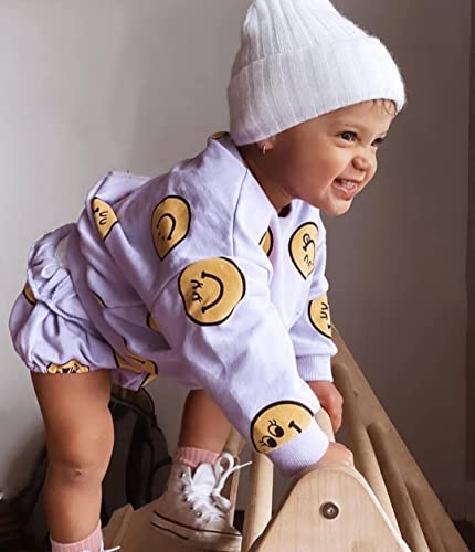 Dream Bus Newborn Baby Girl Clothes Sweatshirt Romper Onesie Long Sleeve Bodysuit Baby Girl Jumpsuit+Headband Winter Outfits(Purple,9-12Mo) #TOP6