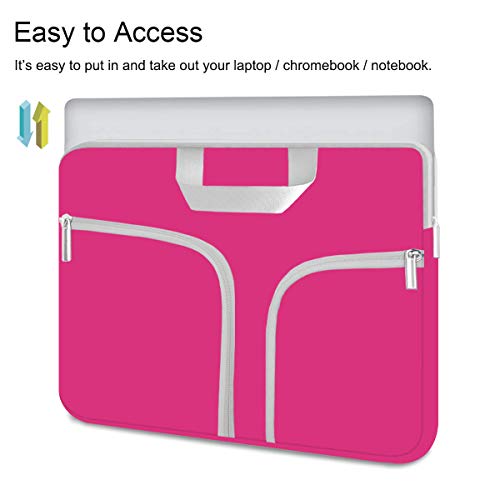 HESTECH Chromebook Case, 11.6-12.5 inch Neoprene Laptop Sleeve Travel Bag with Handle Compatible for Acer Chromebook r11/HP Stream/MacBook air 11/, Hot Pink