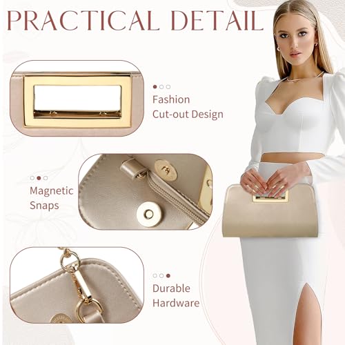 Image of VASCHY Clutch Purse for Women,Fashion Vegan Leather Cut-Out Handle Evening Handbag Crossbody Shoulder Bag for Wedding,Party
