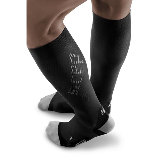 CEP Men's Ultralight Compression Tall Run Socks Black/Light Grey Size 53