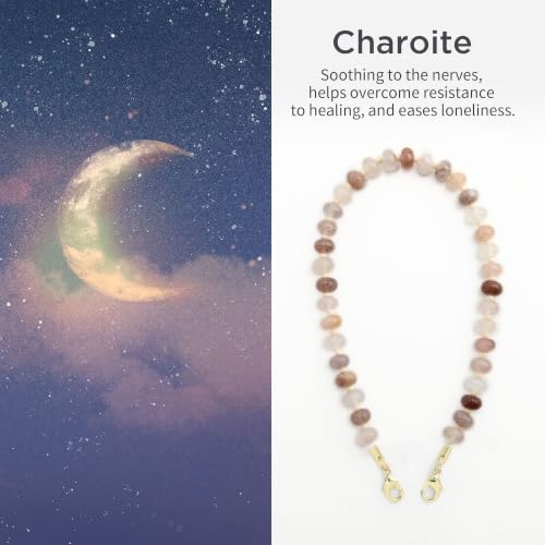 Image of POSADINA Natural Stone Phone Charm, Beaded Healing Phone Wrist Strap, Handmade Cellphone Chain Lanyard with Tether Tab